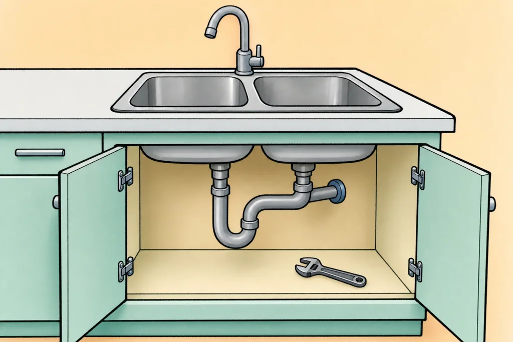 Küchenabfluss reinigen — Illustration
